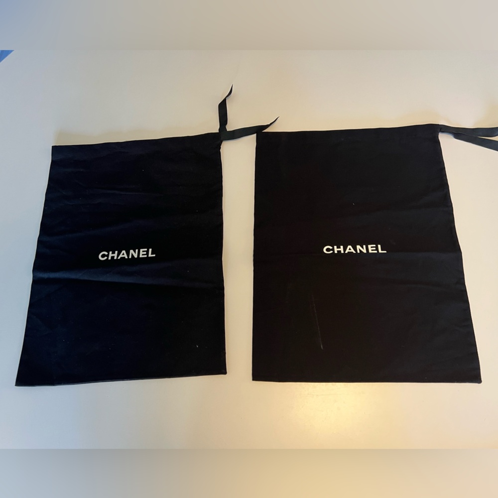 Set of 2 Chanel large cloth drawstring bags for boots